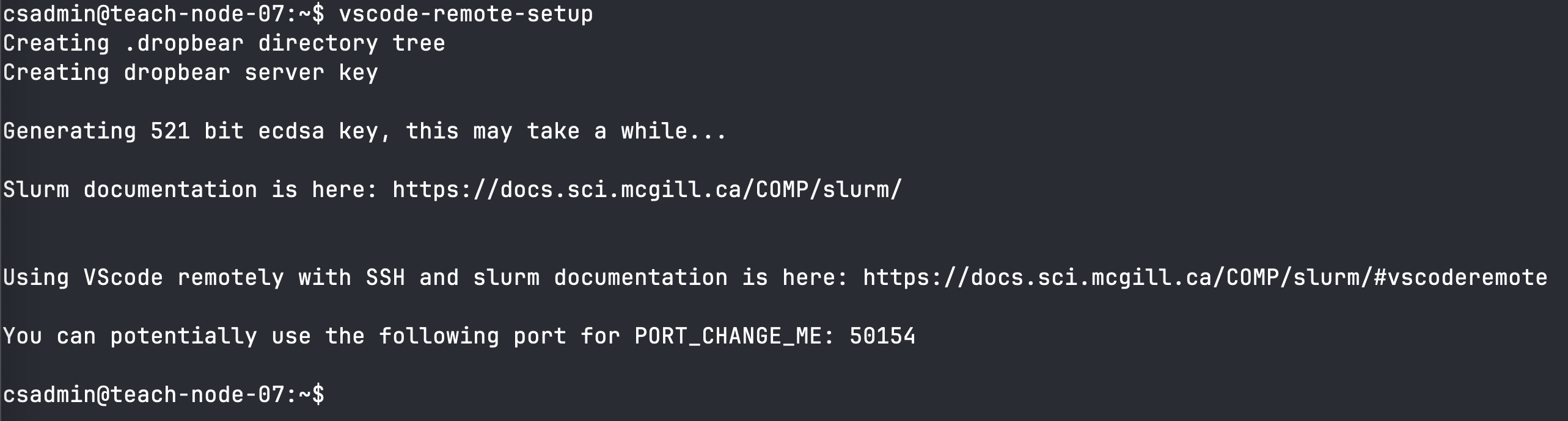 Sample output
